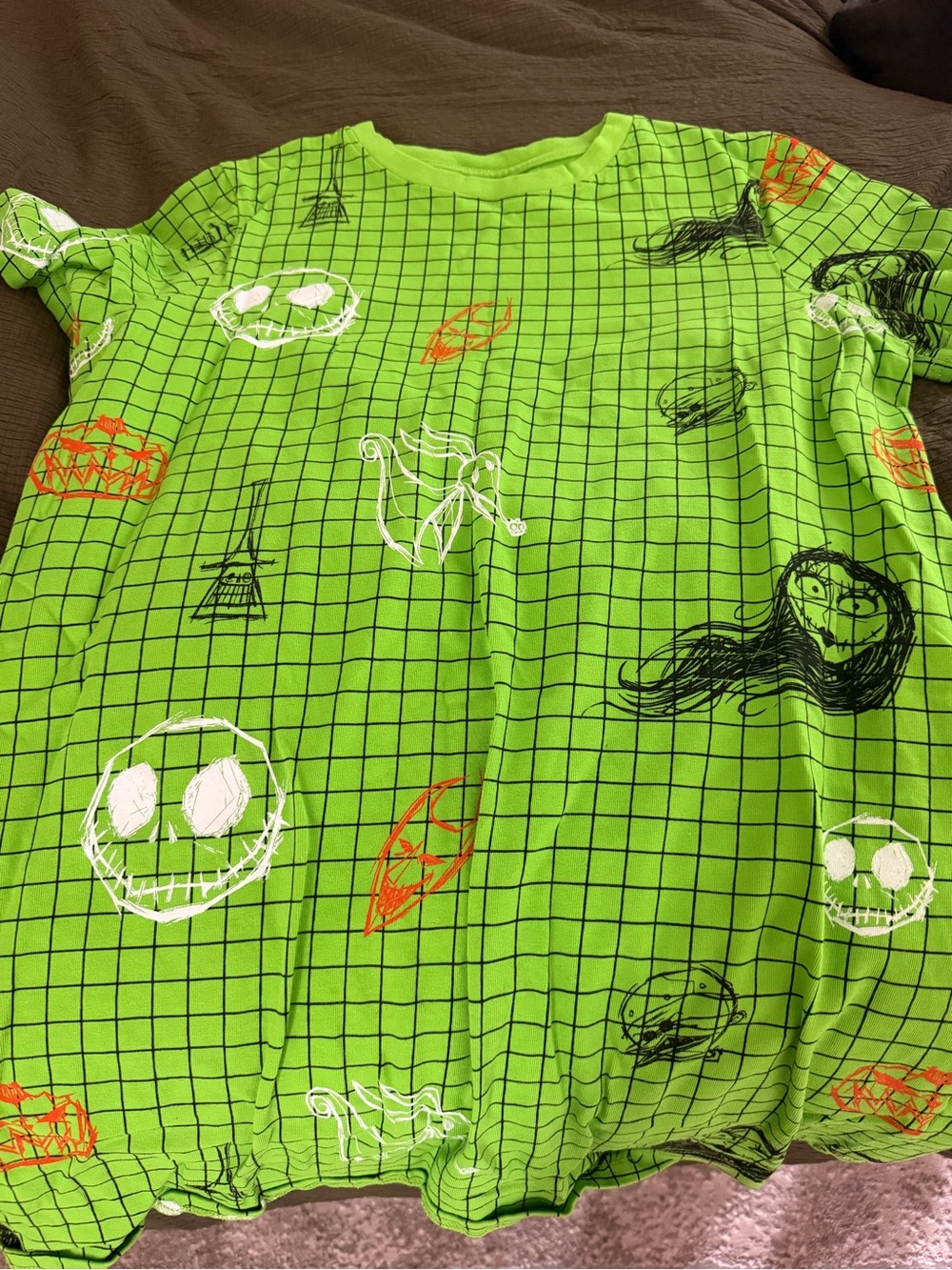 Disney Neon Green Halloween Grid Costume Top
